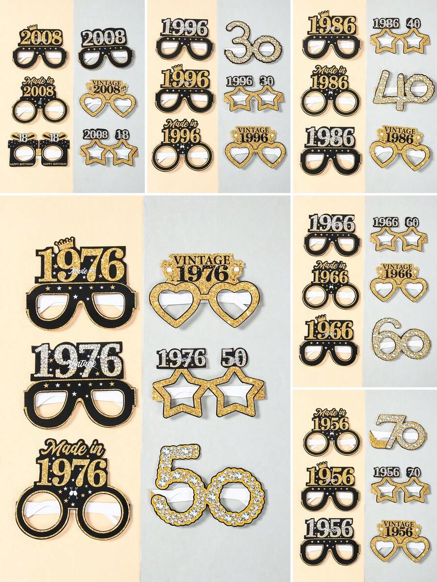 1套/6个黑色金色生日纸杯，2026限量版，生日元素设计纸杯，生日快乐纸杯，18/30/40/50/60/70岁生日派对装饰，生日派对用品，拍照道具，生日派对小礼物，生日礼物，生日装饰品，30/40/50/60岁生日派对用品