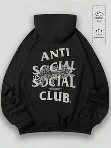 Aged Washed Cotton Crew Neck 270g Double-Sided Printing Artistic Anti Sociel Social Club Trevis Collab Graphic Y2k,Soulja,Concert,Halloween,Gothic,Vintage,Streetwear Graphic,009-AB CA3T - 白色 - 查看 5