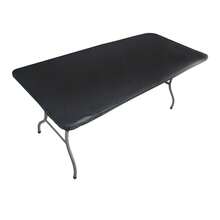 6ft 72x30 Inch Black Tablecloth Vinyl Plastic Tablecloths Table Clothes For 6 Foot Rectangle Tables Elastic Corner Christmas Fitted Rectangular Folding Picnic Party Home Camping,One-Size,Black72inchx30inchRectangular - 黑色72吋x30吋長方形 - 查看 1