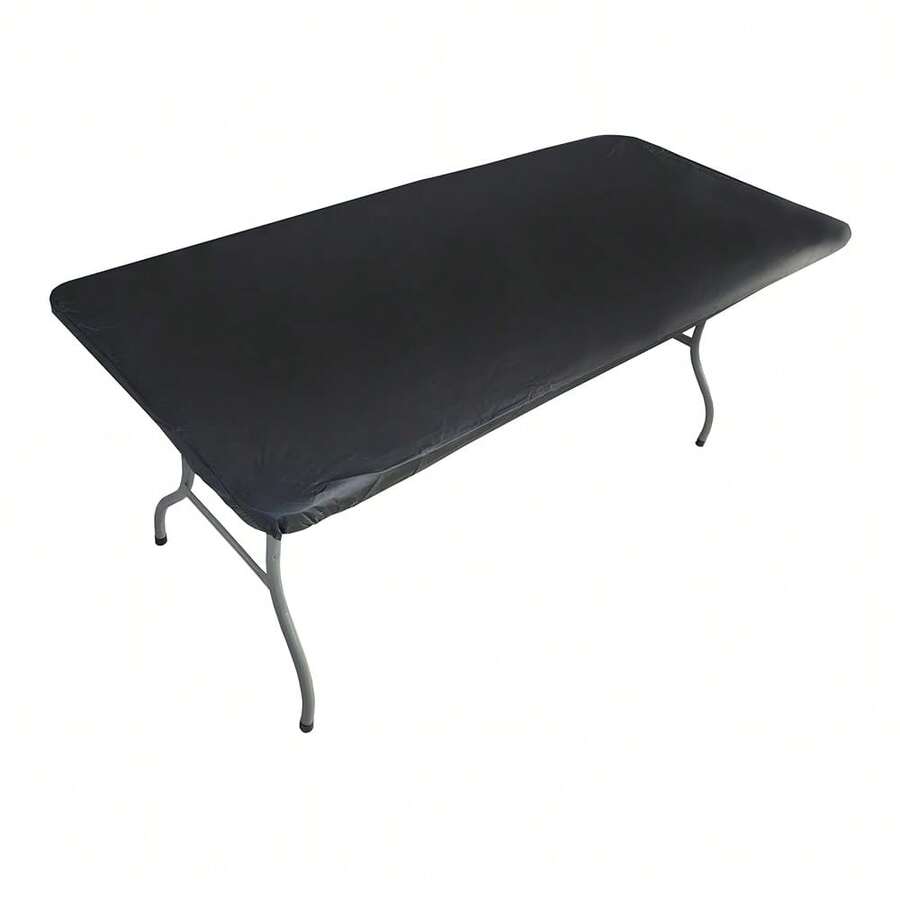 6ft 72x30 Inch Black Tablecloth Vinyl Plastic Tablecloths Table Clothes For 6 Foot Rectangle Tables Elastic Corner Christmas Fitted Rectangular Folding Picnic Party Home Camping,One-Size,Black72inchx30inchRectangular - 黑色72吋x30吋長方形 - 查看 1