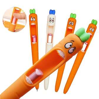 8 st/4 st/2 st morotsformade 0,5 mm svarta kulspetspennor, lämpliga för skrivbordsdekoration, brevpapper, kontorsmaterial, stresslindring, lärandebelöningar, festgåvor