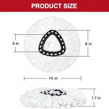 Triangle Cleaning Mop Replacement Head For O-Cedar EasyWring Microfibers Spin Mop Refill, 3 Pack ,White - trắng - Xem 3