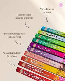 Kit Incenso Indiano 10 Aromas Energeticos limpeza Proteçao Espiritual Prosperidade Amor + Incensario - Multicolorido - Visão 3