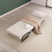 1-Seater Adjustable Sofa Bed With Soft Cushions And Removable Sofa Cover, Metal Legs, Suitable For Living Rooms And Offices - 米色 - 查看 4