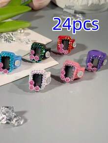 Compteur de bague de strass à 3 fleurs personnalisé, rosaire électronique, compteur de prière de rosaire électronique pour le doigt, compteur de bague à affichage numérique pratique, compteur à pression manuelle anti-stress, convient à un usage commercial, comptage de prières, cadeaux de festival, compact et portable - Multicolore - Voir 17