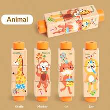 Children's Wooden Rotating Cube Cognitive Puzzle Infant Baby Early Education Intelligence Wooden Blocks Matching Toys Christmas Gifts; - Multicolor - View 13