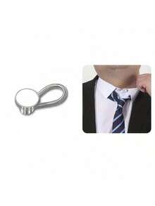 1pc Men's Shirt Collar & Cuff Extension Buttons, Elastic Shirt Button Extender Spring Clips, Unisex - 1pc White - View 3