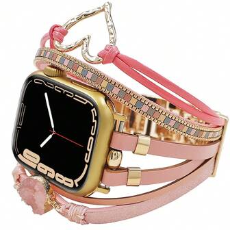 1 st. bohemisk stil, kompatibel med Apple Watch-armband, justerbart armband, kompatibel med Apple Watch Ultra/serie 3/2/1/SE/S11/S10/S9/S8/S7/S6/S5/S4/S3/S2/S1, modern och elegant, lämplig för ungdomar, kan vara en present till flickvännen, utbytbart smartklockarmband, metallarmband, lätt, finns i storlekarna 38mm/40mm/41mm/42mm/44mm/45mm/49mm/46mm (klocka ingår ej), unisex