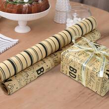1/3 Roll Birthday Wrapping Paper, 17 Inches X 118 Inches Per Roll, Kraft Paper Gift Wrap Rolls With Balloon, Letter, Stripe, Star Patterns, Suitable For Parties, Family Gatherings And DIY Birthday Gift Packaging - Multicolor - View 7