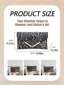 Fashion PU Leopard Pattern Minimalist Versatile Women's Chain Shoulder Bag, Clutch Purse, Envelope Mobile Phone Bag, Fashionable Clutch Bags For Woman This  Is Suitable For Young Girls For Their Birthday, Prom And Graduation And Also A Lovely Gift For Friends, Mother, Lover On Special Days Such As Valentine's Day, Christmas, Anniversaries.Can Be Used As Thanksgiving, Halloween,Christmas Gift. - Nhiều màu - Xem 8