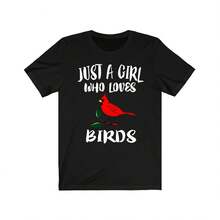 Just A Girl Who Loves Birds Shirt, Birding Shirt, Cardinal Bird T-Shirt, Animal Lover Adult Toddler Infant Kids Gift T-Shirt - Negro - Ver 1