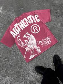 230g Washed, I Am Allergic To People Printed T-Shirts, High-Quality Batik Cotton Vintage Fashion Brand T-Shirts, Men's T-Shirts, Summer T-Shirts, Holiday Gifts, Perfect Gifts. - 玫紅色 - 查看 1