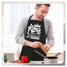 男女趣味围裙，“厨房之王”烹饪围裙，男女定制围裙，可调节厨师烘焙围裙，礼品 - 彩色 - 查看 10