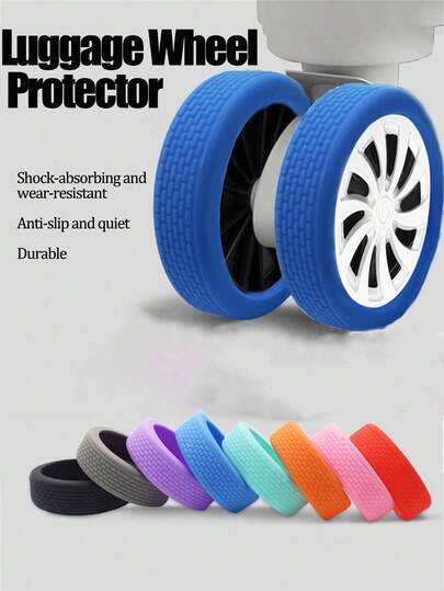 8pcs Silicone Luggage Wheel Protector Covers, Quiet Shock Absorbing Wheel Sleeves, Sports Style Travel Accessories - Easy To Install And Clean (5cm Diameter)