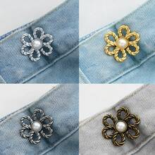 1/4/10件装新款花朵别针牛仔裙腰部调节器 - 可调节腰部牛仔裙腰带扣，无需别针即可防止裙子滑落，时尚花瓣腰带扣，可拆卸，免钉，无缝腰带扣调节器，完美贴合 - 纤腰必备！ - 金色 - 查看 15