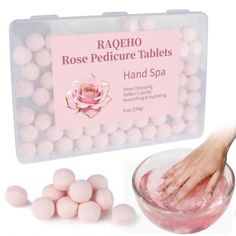 AWYYManicure Spa Balls 8oz -Rose Soak Balls Moisturizing Tablets Cuticle Soften Bombas Efervescentes Para Pedicure Spa Nail Supplies Tools For Hand Soak Pedicure Soak Nail Care Nail Salon 80count - Rose - View 1