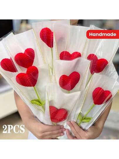 2件手工编织心形花束，情人节礼物，送给朋友（不含包装）