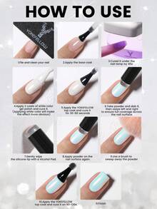 YOKEFELLOW 极光铬美甲粉，珠光美人鱼闪粉独角兽闪粉，配硅胶涂抹器，高光泽镜面效果，快速易用，新手友好，适用于凝胶美甲 - G-YTL01/G-YTL03/ G-YTL06