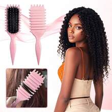 Curly Hair Brush,Curl Defining Brush Boar Bristle Hair Brush For Combing And Shaping,Reduce Pulling And Curl Separation For Defined Curls(Pink) - Hồng - Xem 6