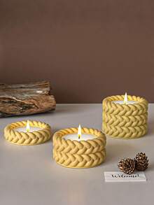 1PC 1/2/3/4 Floors Hemp Rope Candle Cup Silicone Mold, DIY Round Succulent Flower Pot Cement Gypsum Resin Clay Craft Storage Box Mold, Home Decor,Room Decor - Silicone Mold - View 4