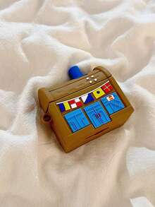 1pc Cute Cartoon Brown Treasure Chest Shaped Asymmetrical Silicone Bluetooth Earphone Protective Case, Suitable For AirPods 1/2/3/4/Pro/Pro2 - Multicolor - View 4