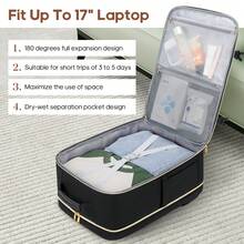 UKEIN 40L Travel Backpack For Women, Carry On Bag Flight Approved, Waterproof Backpack With 3 Packing Cubes, Weekender Personal Item Bags For Airplane Travel Essentials, TSA Approved - 黑色 - 查看 4