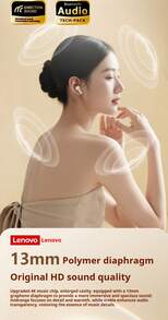 Lenovo EA166 Bluetooth 5.4 Bluetooth headset: High-quality sound, intelligent ultra-clear call noise reduction, IPX5 waterproof and sweatproof rating, ultra-low latency.