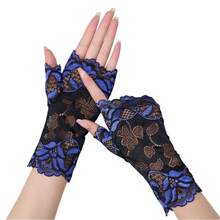 Women Short Lace Gloves 80s Opera Evening Wedding Sunblock - Multicolor - View 3