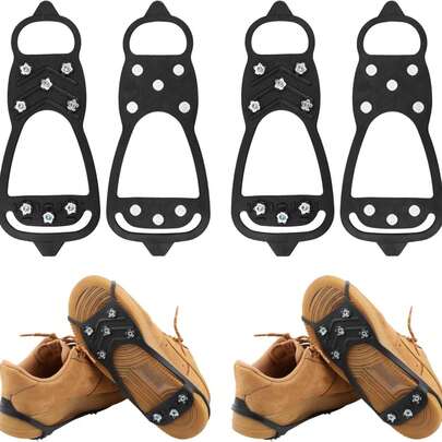 A Pair Of Outdoor Anti-Slip Shoe Covers, Crampons, 8-Tooth Stainless Steel Snow Grip Crampons, A Winter Anti-Drop Wonder