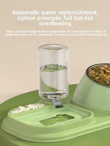 3-In-1 Cat/Dog Food & Water Bowl Set, Detachable Slanted Slow Feeder Bowl With Automatic Water Dispenser, Suitable For Cats And Small/Medium Dogs - Multicolor - View 8