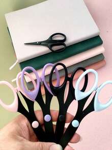 1pc Multi-Functional Scissors, Black Stainless Steel Scissors - Battery-Free Sewing And Crafting, Simple And Portable Hand Scissors, 16cm Black-Edge Scissors, Multiple Colors