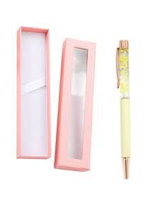 Customized Text Logo Dried Flower Pen Set, With Elegant Pink Gift Box, Creative DIY Floral Pen, Metal Gift Pen, Bridesmaid Gift, Can Engrave Your Favorite Text, Suitable For Engagement, Wedding, Bridal Shower, Halloween, Christmas, Valentine's Day, Women's Gift, Office Gift, Corporate Customization, Perfect Gift For Family, Friends, Teachers, Students, Colleagues - Nhiều màu - Xem 16