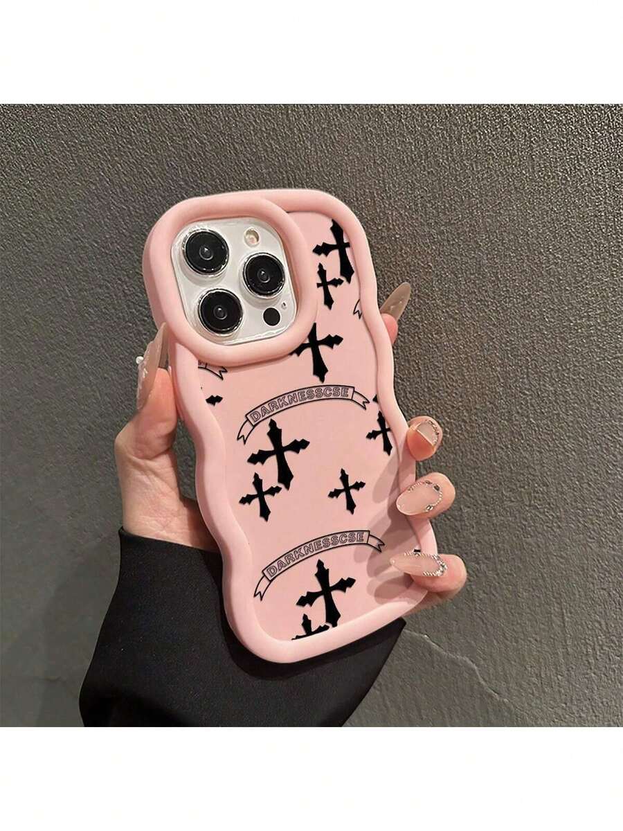 Funda protectora de teléfono con Cruz Gótica Estilo Elegante regalo de moda minimalista interesante para hombres y mujeres, adecuado para iPh 16/15/15Pro/15ProMax/14/13/12/11/XsMAX, iPh 17,  Max Series,A14/A15/S23 Ultra/A50/A12/A32/A52/A72/A51/A21S/A13/A14/S22 Ultra/S23/A33/A53/S20 FE,Protección completa contra caídas, resistencia a impactos y prevención de rayaduras,diseño creativo y de moda para hombres y mujeres - Coral claro - Ver 1