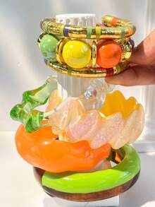 1件装多色树脂手镯，波西米亚风格多层缠绕手镯，色彩鲜艳，适合女性日常佩戴 - 彩色 - 查看 3