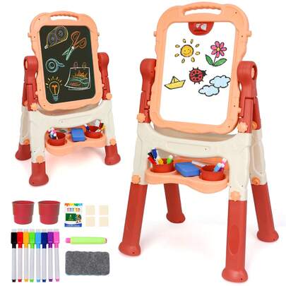 Kids Easel, Tabletop Easel For Toddler, Double Sided Kids Art Easel,Height Adjustabled Portable Desktop Drawing Board - Gift For Boys And Girls