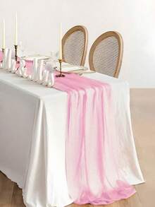 1件浅粉色优雅薄纱桌旗，粉色主题生日装饰、餐桌摆饰、婚礼装饰、浅粉色桌布、冬季装饰、婚礼薄纱、情人节装饰桌旗、家居房间装饰桌布、情人节、派对装饰 - 场景布置的理想之选 - 粉色 - 查看 9