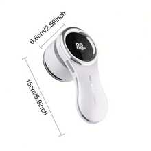 USB Powered Adjustable Electric Lint Remover - Powerful Motor, USB-C Fast Charging, Portable Fabric Shaver For Sweaters, Clothes, Furniture, Carpets, Bedding - Includes Cleaning Brush, Essential For Home & Travel Laundry - White & Rose Gold Decorative Design, Compact & Efficient, Stylish Storage Solution. - Digital Display Upgrade - View 4