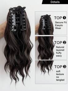 14 Inch Synthetic Wig Ponytail Women's Mid-Length Short Curly Hair Strap Style Curly Big Wave Wig Piece(Natural Black, Light Brown, Dark Brown, Brownish Black) - Multicolor - View 6