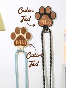 Gancho de correa personalizado, colgador de madera para correa de perro, gancho decorativo, decoración única para el hogar, amantes de las mascotas, aniversario de mascotas, decoración de cumpleaños de mascotas, tallado, regalo del día de adopción, decoración de pared - Multicolor - Ver 3