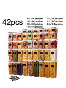 24pcs Airtight Food Storage Containers - Versatile Kitchen Storage Canisters With Lids For Pantry Organization, Dry Food, Snacks, And Pet Treats - Perfect For Home Kitchen Use - Black and White - View 16