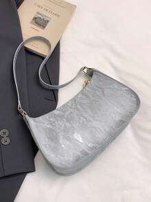 PU PVC Leather Women's Crocodile Embossed Designer Handbag Wallet Vintage Zipper Shoulder Bag - Silver - View 6