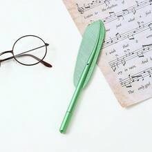 1支/6支装彩色羽毛形中性笔，0.5毫米黑色墨水，耐磨笔尖，随时随地激发创意，个性化签名笔，开学季必备，书写工具，纤细可伸缩笔身，新颖笔型，高品质书写笔，白色美学笔，个性化钢笔 - 彩色羽毛形狀中性筆 - 查看 9