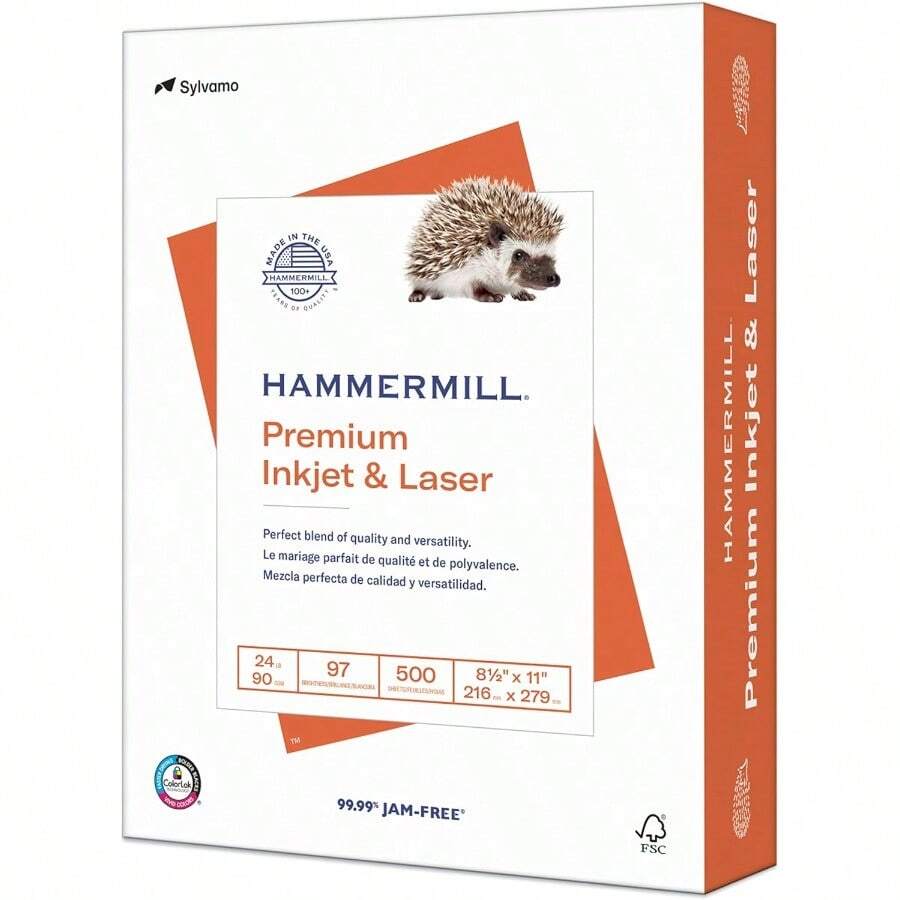 Hammermill Papel multiuso para inyección de tinta 10.8 kg tinta - láser Blanco 1 ReamReamer - Blanco - Ver 1