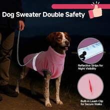 1pc 5-In-1 Multifunctional Dog Fleece Sweater, Pullover Dog Sweater With Leash Hole, Dog Jacket With Reflective Strips, Anti-Anxiety Vest, Suitable For Chihuahua, Yorkshire Terrier, Great Dane, St. Bernard And Other Small, Medium And Large Dog Breeds - Pink - View 5