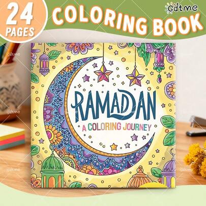 GDTME 1pc Children's Drawing Book Ramadan Mubarak: Bold-Easy Patterns Coloring Book For Adults Cute Drawing Book Perfect Gift For Ramadan, Christmas Party, Halloween And Birthday-Ramadan Mubarak Scene Coloring For Stress Relief: Suitable For Friends Who Love Coloring And Back To School(Cozy Space Coloring)