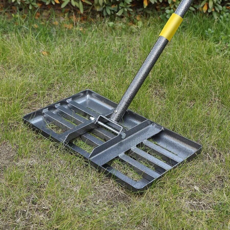 Lawn Leveling Rake17"x10" Lawn Leveler Tool for Lawns with 5FT Ergonomic Handle Heavy Duty Leveling Rakes for Lawns Yard Garden Golf Course Ease Level Soil Sand Dirt SurfacesGarden Rakes