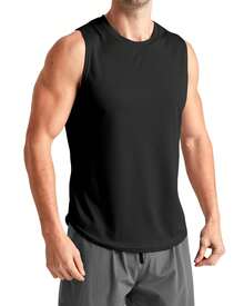 Men's Gym Tank Top Sleeveless Shirts For Men Fitness Workout Muscle Athletic Dry Fit Lightweight Tee Shirts - màu đen - Xem 9
