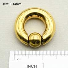 1 szt. Złoty pierścień PVD ze stali chirurgicznej PA, duży rozmiar, pierścienie z koralikami sprężynowymi, kulki BCR do przekłuwania nosa, kolczyki do przegrody nosowej dla mężczyzn i kobiet, biżuteria do ciała, 00G, 0G, 2G, 4G, 6G, 8G, 10G, 12G, średnica 10-22 mm