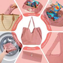 WSXC Reusable Grocery BagsReusable Shopping Bags Folding Bags Totes Stretchable And Shrinkable Shopping Bag For Groceries - 粉色 - 查看 3