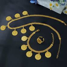 24K Gold Plated Turkish Fashion Jewelry Set, Arabic Bridal Necklace, Bracelet, Earrings, Ring For Middle Eastern Nigerian Women Wedding Party - 4pcs Jewelry Set - View 41